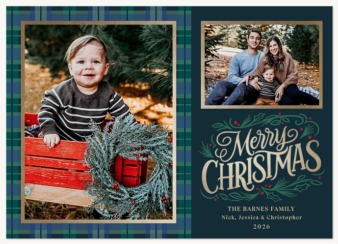 Two Tartan Personalized Holiday Cards