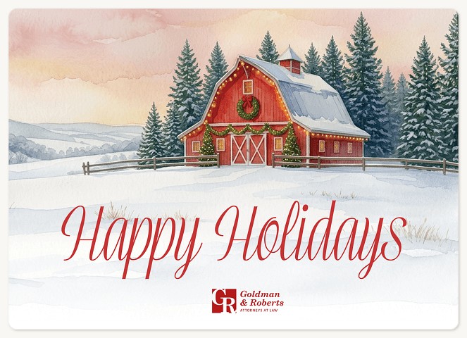 Snowy Barn Cheer Holiday & Christmas Magnet Cards
