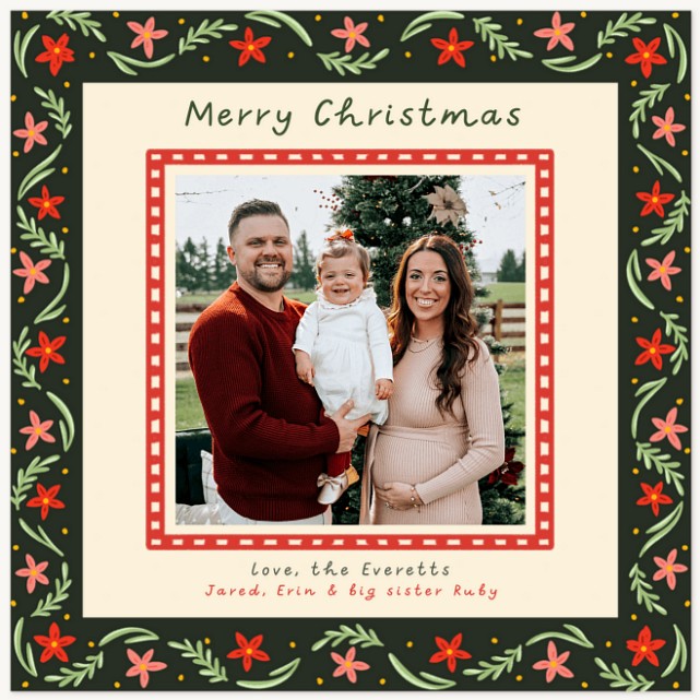 Botanical Border Personalized Holiday Cards
