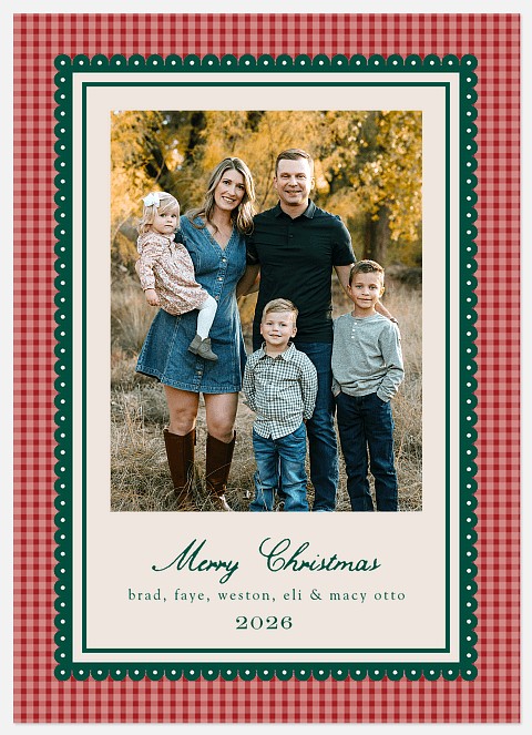 Festive Gingham Holiday Photo Cards
