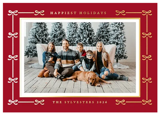 Ribboned Wishes Personalized Holiday Cards