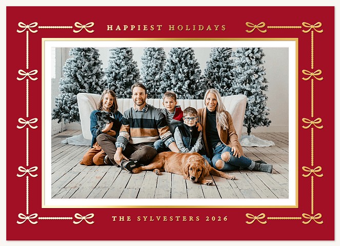 Ribboned Wishes Personalized Holiday Cards