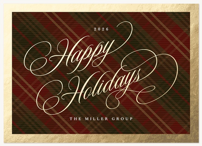 Framed Plaid Business Holiday Cards
