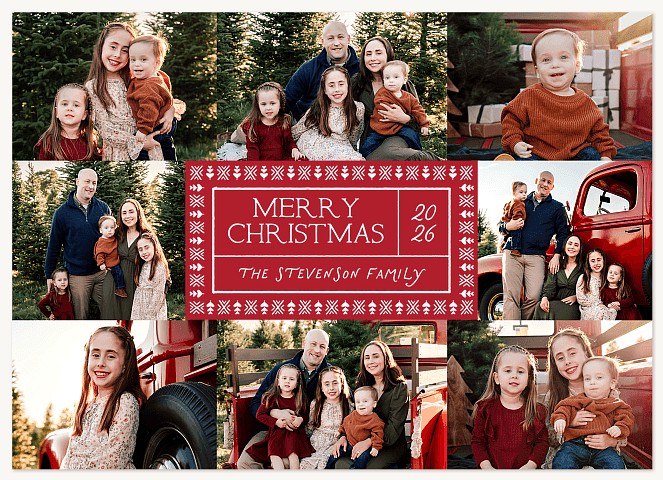 Folk Festive Wishes Personalized Holiday Cards