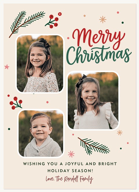 Sprigs and Stars Personalized Holiday Cards