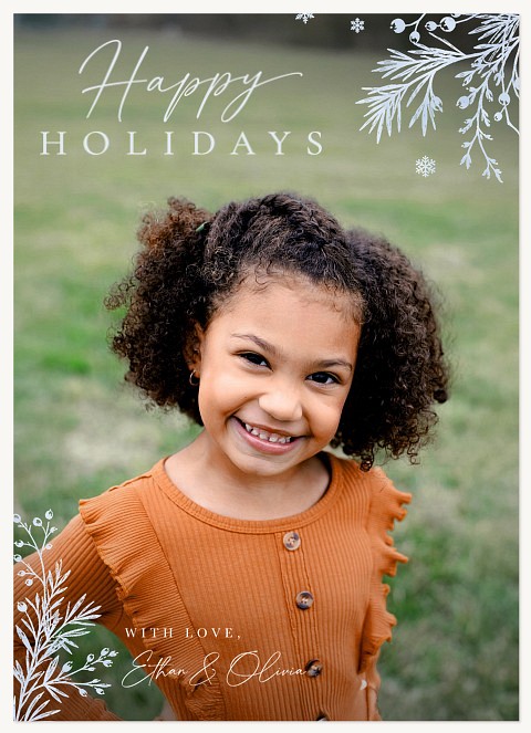 Frosted Foliage Personalized Holiday Cards