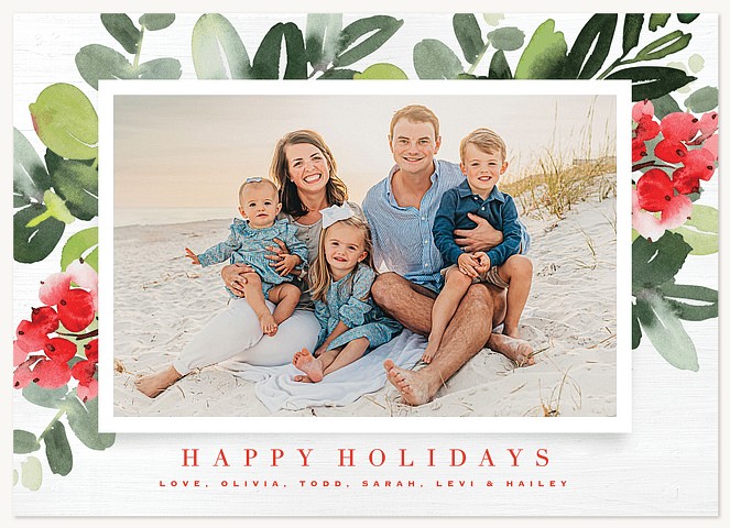 Watercolor Botanicals Raised Gloss Holiday Cards