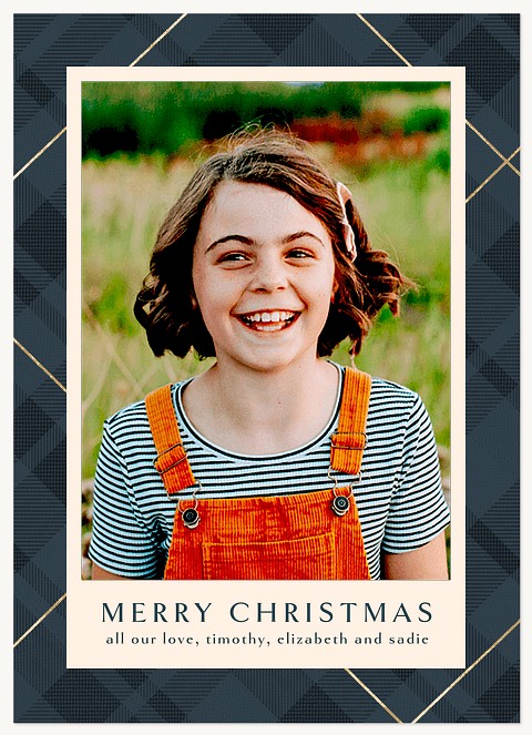 Glitzy Plaid Snapshot Raised Gloss Holiday Cards