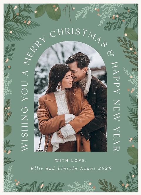 Arched Pine Raised Gloss Holiday Cards