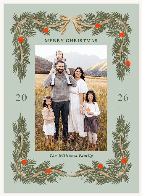 Golden Bow Personalized Holiday Cards