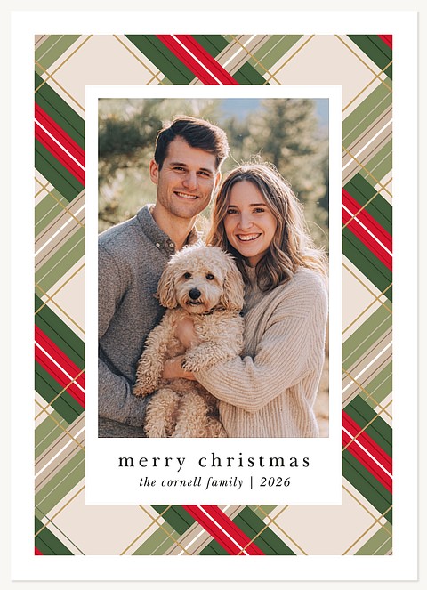 Fresh Plaid Raised Gloss Holiday Cards