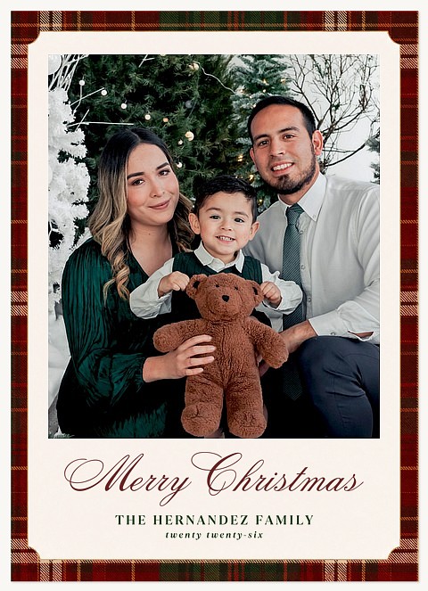Rustic Plaid Personalized Holiday Cards