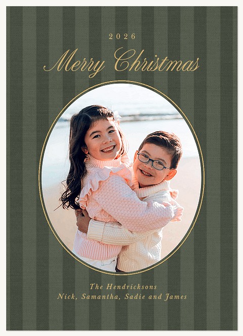 Vintage Stripes Raised Gloss Holiday Cards