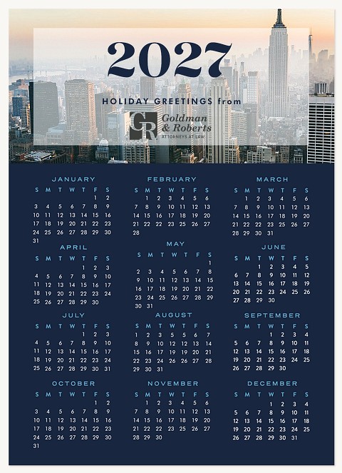 Contemporary Calendar Business Holiday Cards
