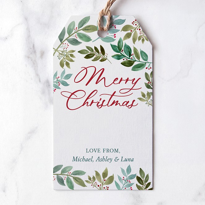 Watercolor Spruce Custom Gift Tags