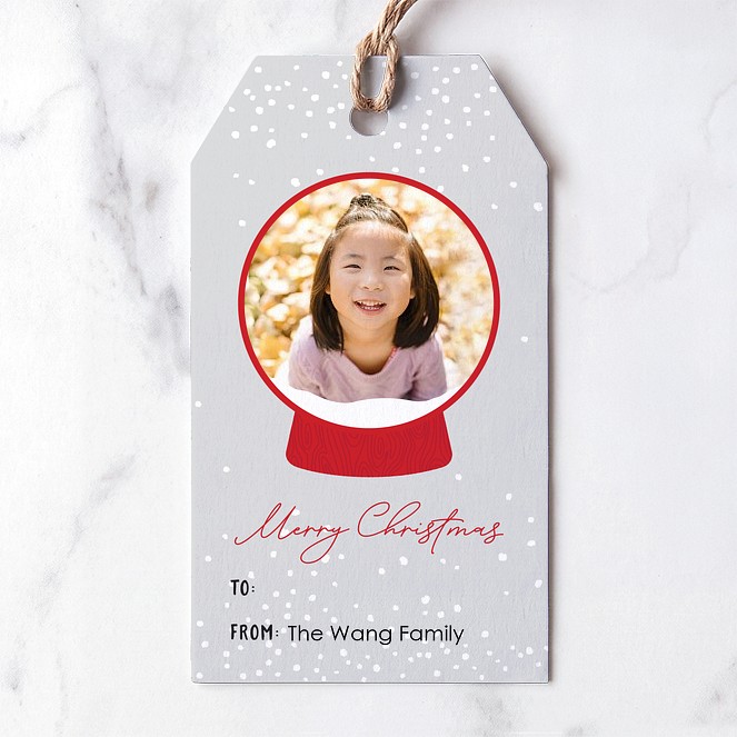 Snow Globe Custom Gift Tags