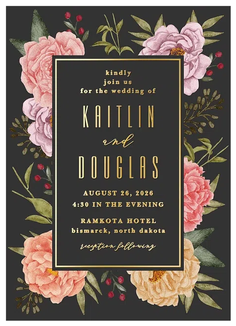 Midnight Floral Wedding Invitations