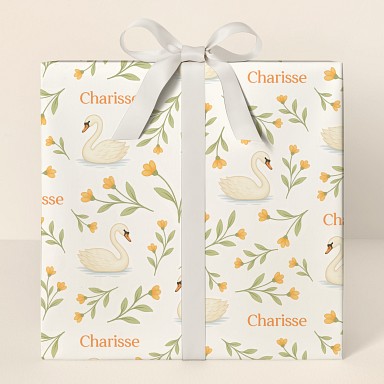 Floral Swans Wrapping Paper