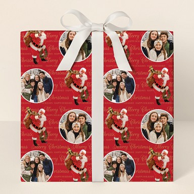 Santa Christmas Greetings Photo Wrapping Paper
