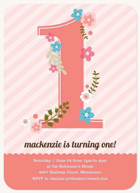 Pretty Florets Kids Birthday Invitations