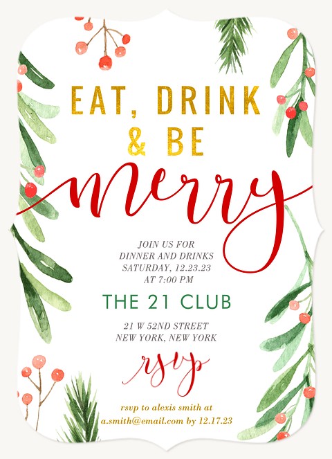 Winter Watercolor | Holiday Party Invitations