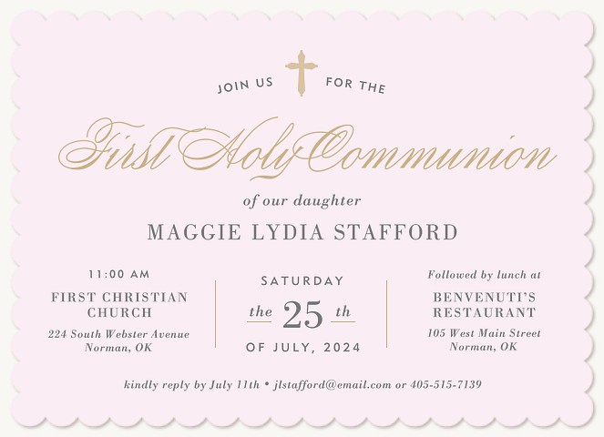 Special Day First Communion Invitations