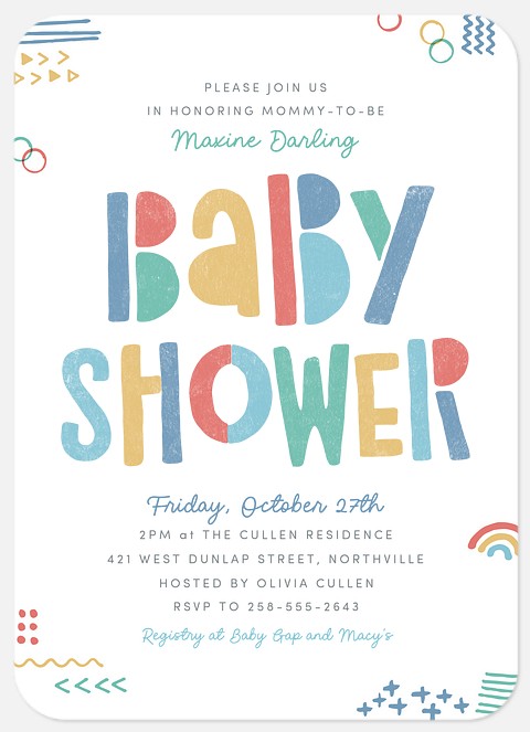 Playful Shapes Baby Shower Invitations