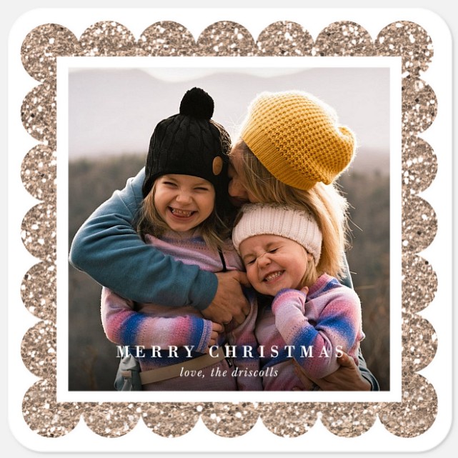 Scalloped Sparkle Holiday Photo Cards