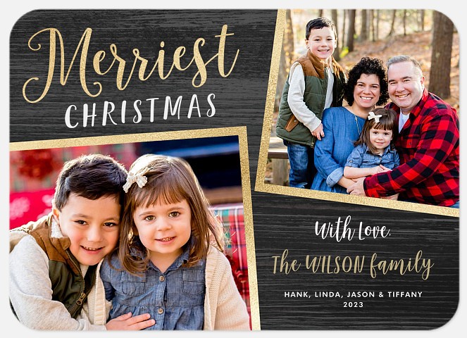 Glam Rustic Holiday Photo Cards
