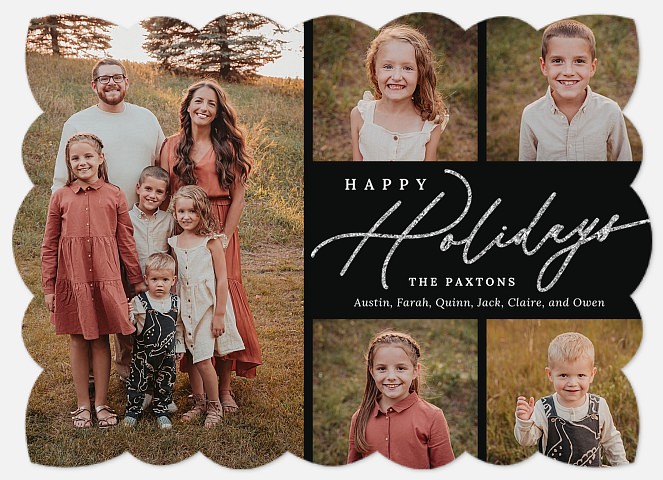Glittering Script Holiday Photo Cards