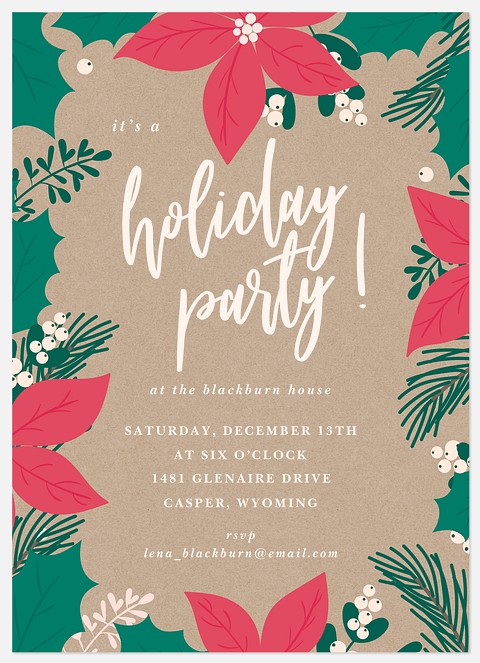 Poinsettias Holiday Party Invitations