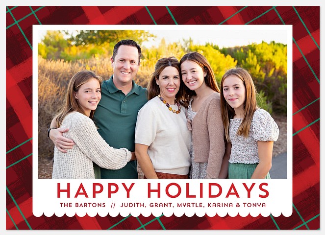 Scallop Plaid Holiday Photo Cards