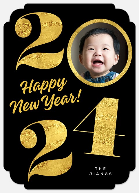 Gold Year Holiday Photo Cards