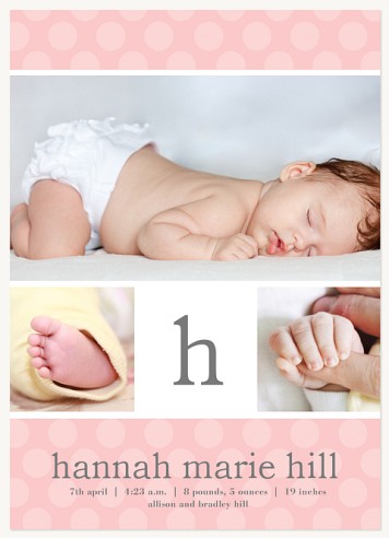 Dotted Rose Baby Announcements