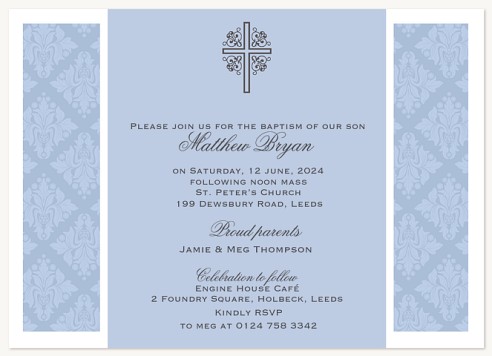 Victorian Blue Christening Invitations | Christening Invites