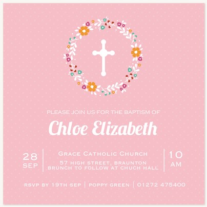 Floral Wreath Christening Invitations | Christening Invites