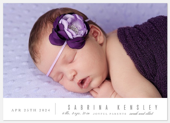 Simply Charming Baby Girl Birth Announcements