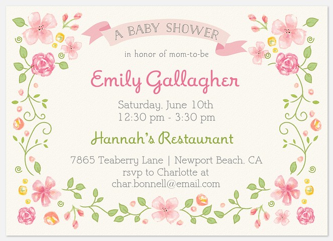 Floral Framed Baby Shower Invitations