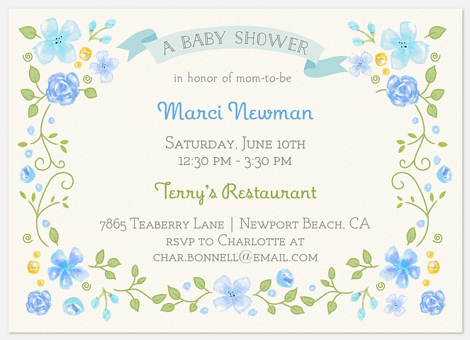Floral Framed Baby Shower Invitations