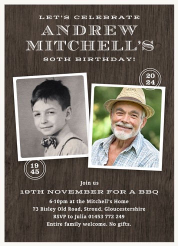 Rustic Polaroid  Adult Birthday Party Invitations