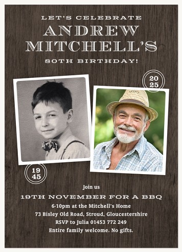 Rustic Polaroid Adult Birthday Party Invitations
