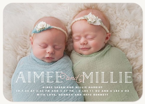 Charming Arrivals Twin Birth Announcement Cards