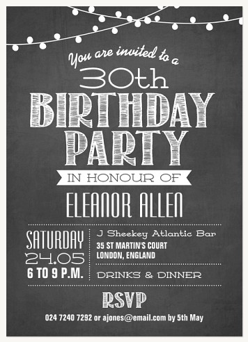 A Party to Remember Adult Birthday Party Invitations