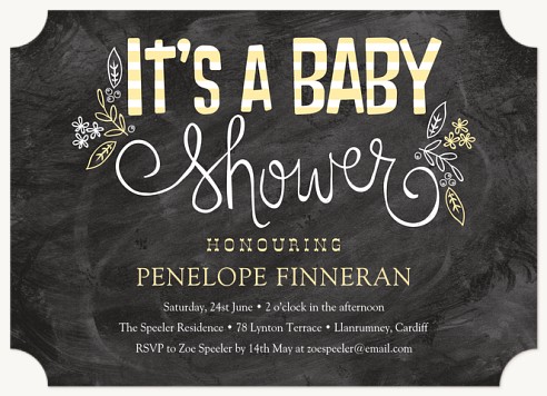 Chalkboard Script Baby Shower Invites 