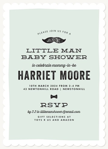 Dashing Mustache Baby Shower Invites 