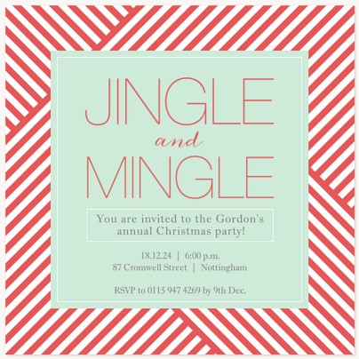 Peppermint Ribbon Holiday Party Invitations