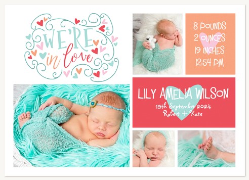 Whimsical Hearts Baby Announcements