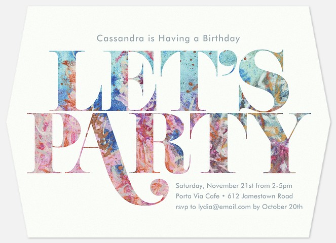 Marbled Party Adult Birthday Invitations