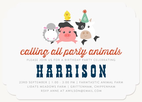 Barnyard Fun Kids Birthday Invitations