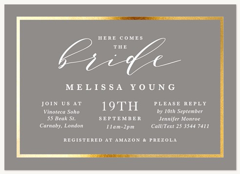 Grey Glam Hen Party Invitations